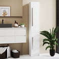 thumbnail image 2 of HOMCOM Armoire de Rangement Haute pour Salle de Bain avec 3 Tablettes Ajustables, Blanc, 2 of 10