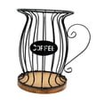 thumbnail image 2 of Luzkey Coffee Filter Holder Basket Container with Wooden Base, Iron Coffee Pod Holder for House Warming, Office, Counter, Bar Decor Black, 2 of 8
