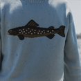 thumbnail image 2 of Chandail pour Femmes à Motif de Poisson Contrasté, Manches Longues, Col Rond, Tricot Côtelé, Chandail, Hauts Décontractés d'Automne, Bleu, G, 2 of 4