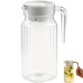 thumbnail image 2 of Clear Acrylic Pitcher, Plastic Juice Jug With Removable Lid, Bpa-Free Shatter-Proof Water Pitcher, Transparent Beverage Container for Iced Tea, Lemonade, Hot And Cold Drinks,White, 2 of 7