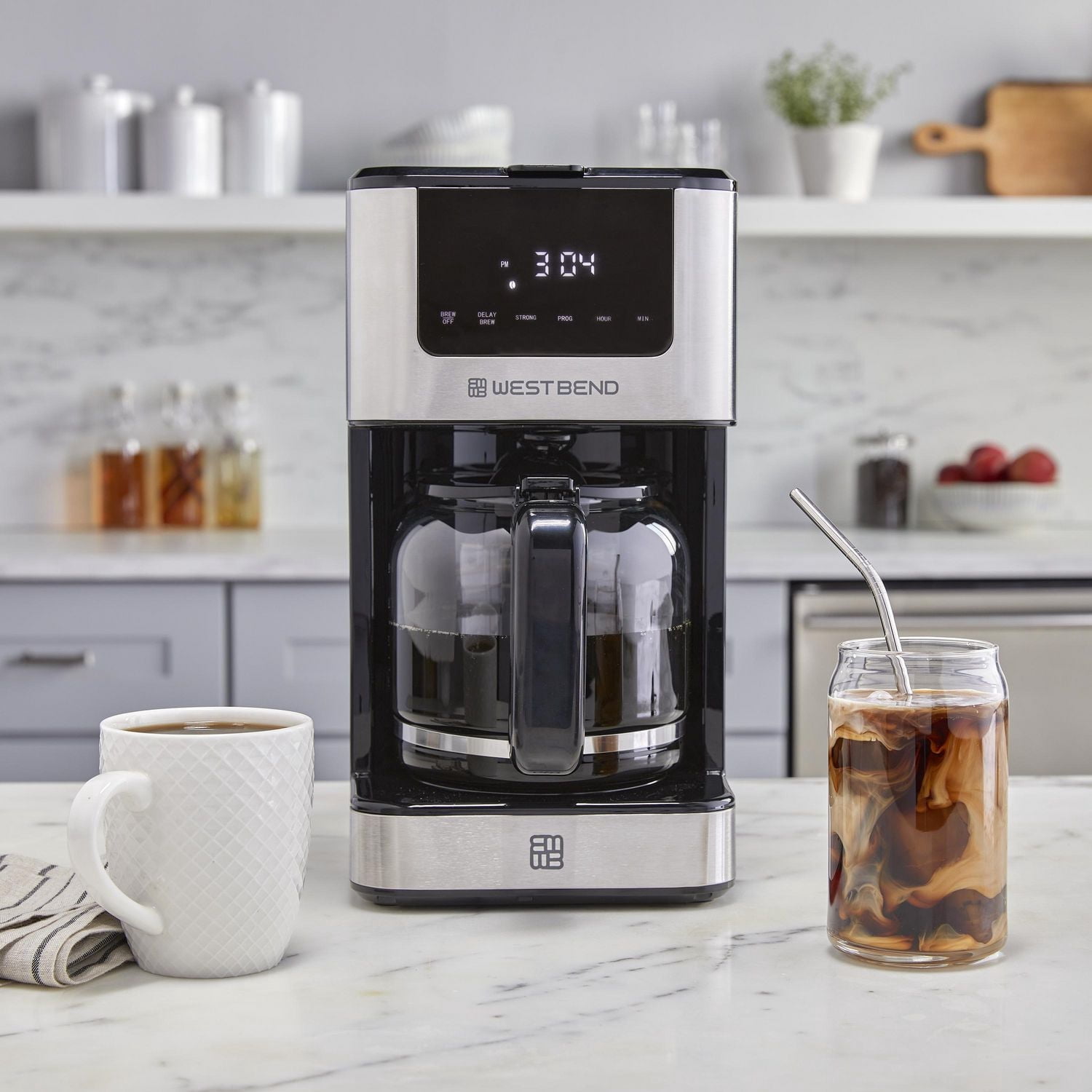 Cafetière 12 tasses, chaud et glacé West Bend, en acier inoxydable (CMWB12BK13)