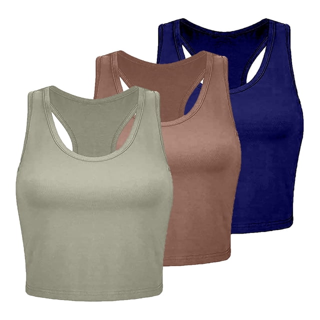 HBFAGFB Lightweight Tank Tops Womens 3 Piece Seamless Workout Shirts Simple Undershirt Watermelon Red Size XXL