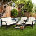 thumbnail image 3 of Gymax 4PCS Rattan Patio Conversation Furniture Set Wicker Sofa Set w/ Waterproof Cover, 3 of 9