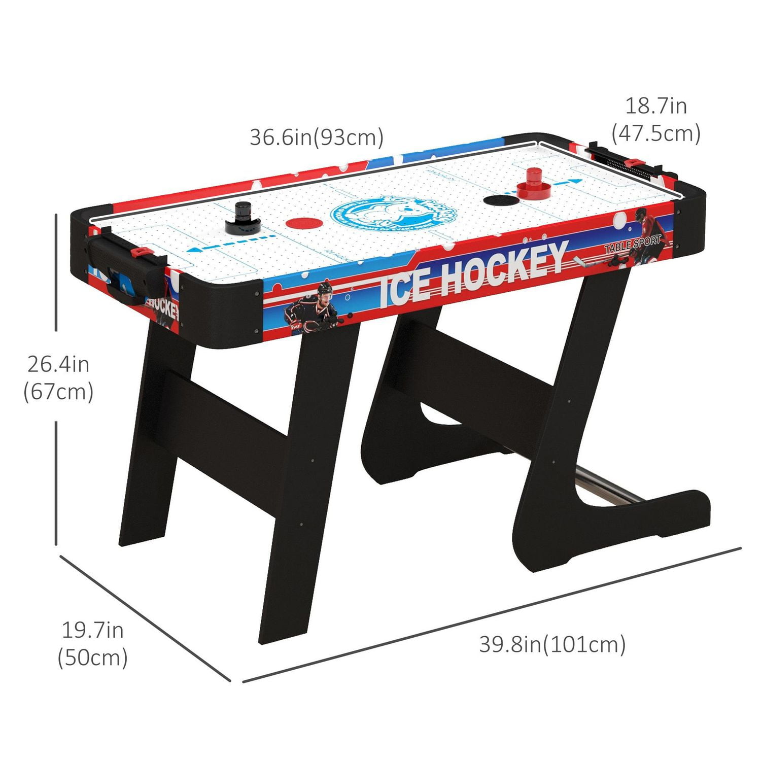 Soozier 40" Air Hockey Table with 2 Pucks, 2 Pushers, Folding Arcade Table