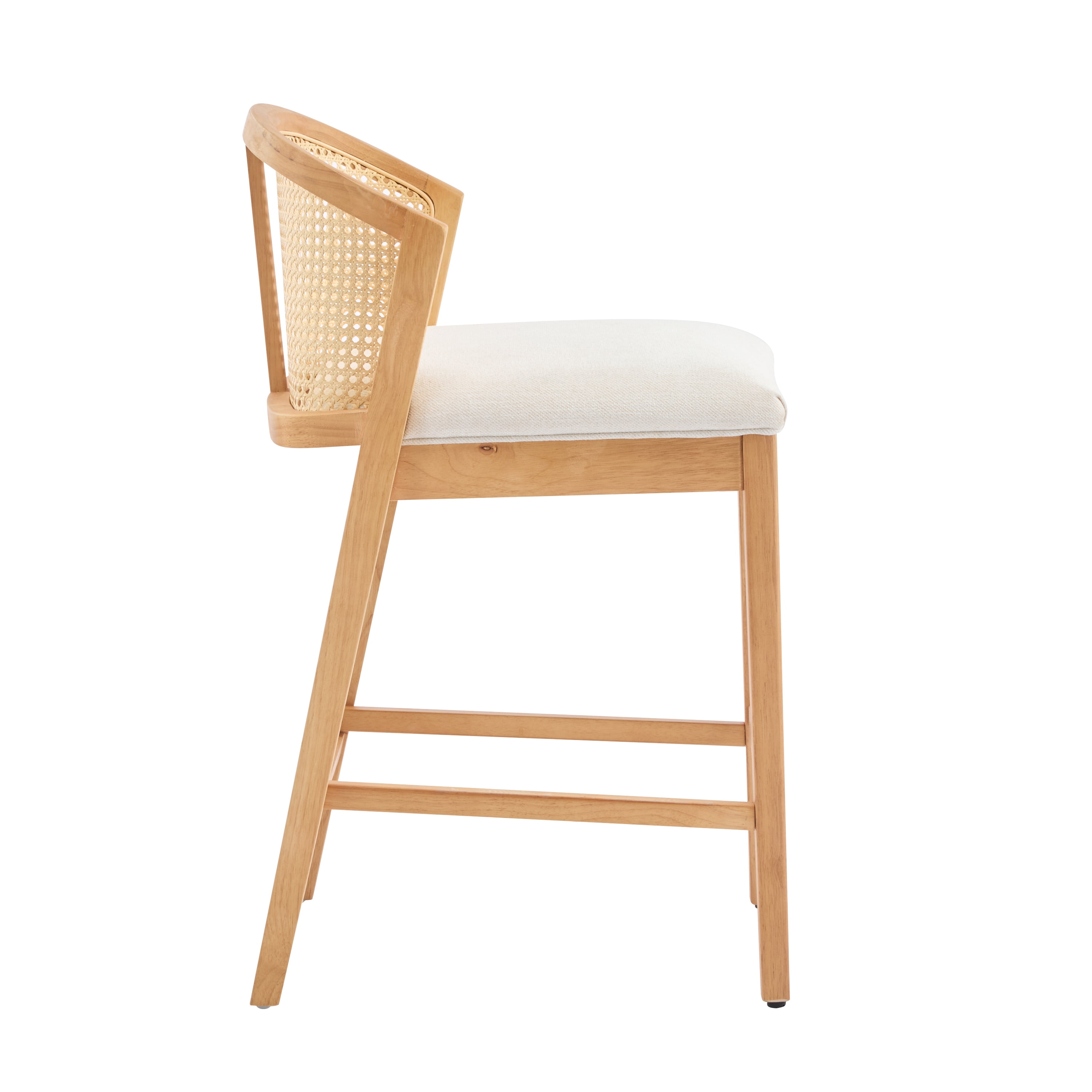 Ensemble de 2 tabourets de bar en bois Tatti de Noble House, revêtement beige, naturel et beige