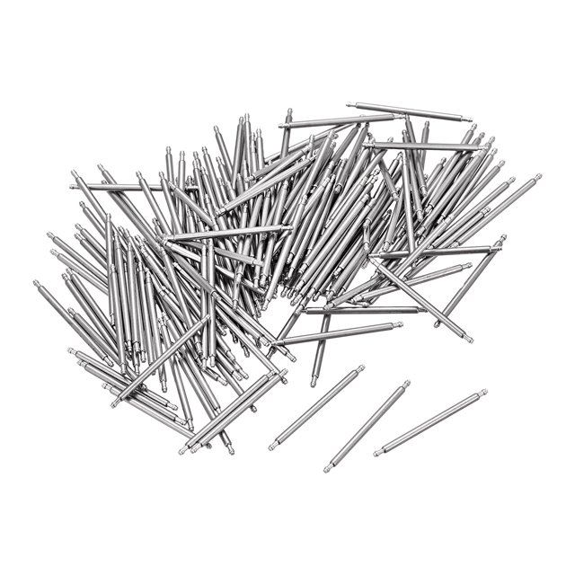 Unique Bargains 21mm Watch Band Pin 1.3mm Dia Stainless Steel Single Flanged End Spring Bar Pins 200 Pack. A collection of stainless steel spring bar pins with single flanged ends, designed for 21mm watch bands. Ideal for adjusting, removing, and replacing watch straps and wristbands. The single flange tip allows for easy installation and removal. Suitable for home use to replace watch straps without visiting a repair shop.
