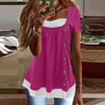 thumbnail image 2 of B91xZ T-Shirts d'Entraînement Grande Taille pour Femmes Col en V Coton Manches Courtes pour Femmes, Rouge TTG, 2 of 5