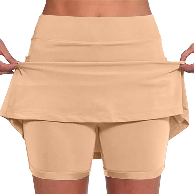 Gspmoly Shorts de Course pour Femmes, Nouveau Coloris pour Femmes Jupe-Pantalon Taille Mi-Haute Shorts de Sport Décontractés Jupe-Pantalon de Base Shorts de Randonnée pour Femmes jusqu'à 60 % de Rabais Kaki G
