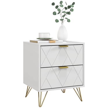 HOMCOM Bedside Table with 2 Storage Drawers for Bedroom, Living Room