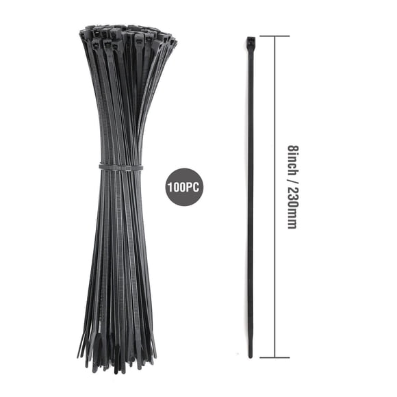 WorkPro  8 inch 45lb  Dual Lock Cable Ties Black 100 Piece
