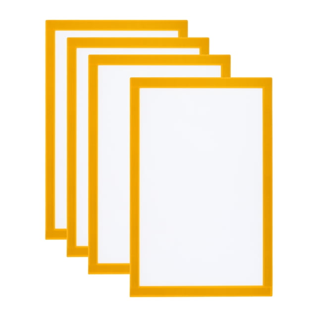 Unique Bargains A4 Magnetic Sign Holder, 4 Pack Magnetic Display Frame Self-Adhesive Picture Frame for Refrigerator, Yellow