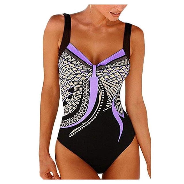Women's Print Swimwear One Piece Swimsuit Female Vintage Retro Bathing Suits Beach Wear Swimming Suit