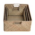thumbnail image 3 of Retro Hand-woven Seaweed Storage Basket Household Rectangular Sundries Organizer Storage Box for Home Clothes - 36X26X12CM (L  Yellow), 3 of 6