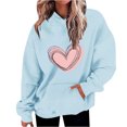 thumbnail image 1 of Penkiiy Mode Décontractée pour Femmes Impression de la Saint-Valentin Hauts à Manches Longues Sweat à Capuche Chandails en Molleton S Bleu Clair, 1 of 5