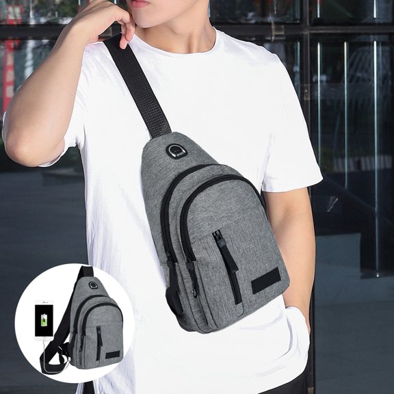 Birdeem Sac Messager pour Hommes, Sac à Bandoulière pour Hommes, Sac de Poitrine à Chargement Usb Externe Sac de Taille pour Hommes Sac Messager à Bandoulière Sacs pour Hommes