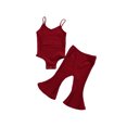thumbnail image 4 of Xingqing 2PCS Infant Baby Girls V-Neck Solid Color Sleeveless Jumpsuit Bell-Bottom Suit, 4 of 9