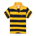 thumbnail image 1 of LUOGENLI Shirts for Boys Trendy Kids Boys Girls Striped Short Sleeve Shirt Button Closure Comfortable & Soft Fabric Shirts for Boys Work Spring Orange Size 4-5 Years, 1 of 2