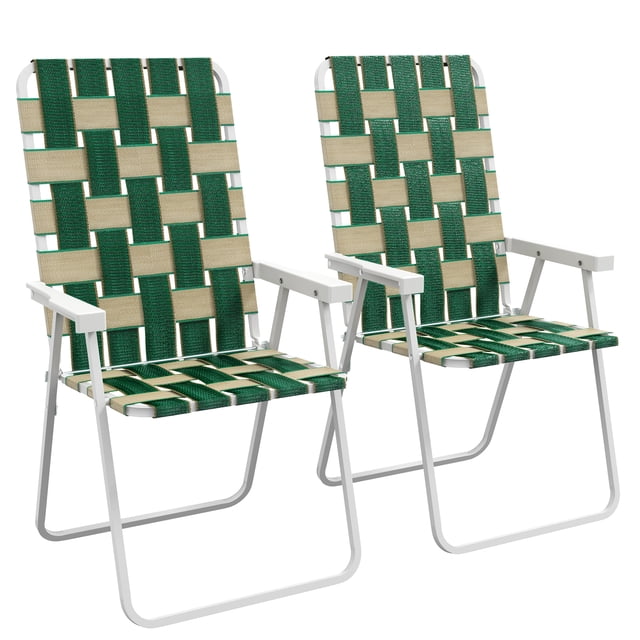 Outsunny Set of 2 Folding Patio Chairs, Classic Portable Chair Set, Green