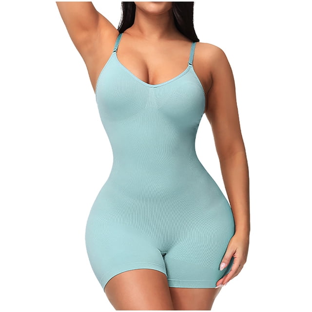 TIMIFIS Tummy Control Shapewear for Women Seamless Bodysuit Open Bust Mid Thigh Body Shaper Shorts - Summer
