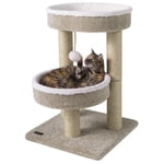 Gymax Carpeted Cat Tree 24'' Small Cat Tower w/2 Comfy Plush Perches Scratching Posts