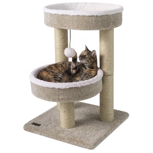 Gymax Carpeted Petite tour Cat Tree 24'' w/2 Perches en peluche Comfy Postes de scratching