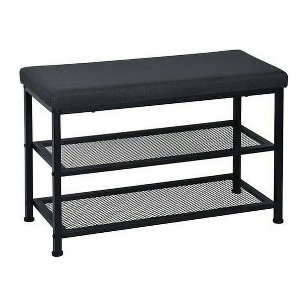 Banc de Rangement pour Chaussures Rembourré en Tissu, Étagère à Chaussures, Banc d'Entrée, Charbon
