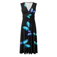 thumbnail image 4 of TJAZFJPA Robe Maxi Robes d'Été Sans Manches Robe de Travail Manches Courtes Imprimé Col en V Robe Décontractée pour Femmes Robe Maxi Grande Taille Robes de Cocktail pour Femmes Robe Longueur au Sol, 4 of 5