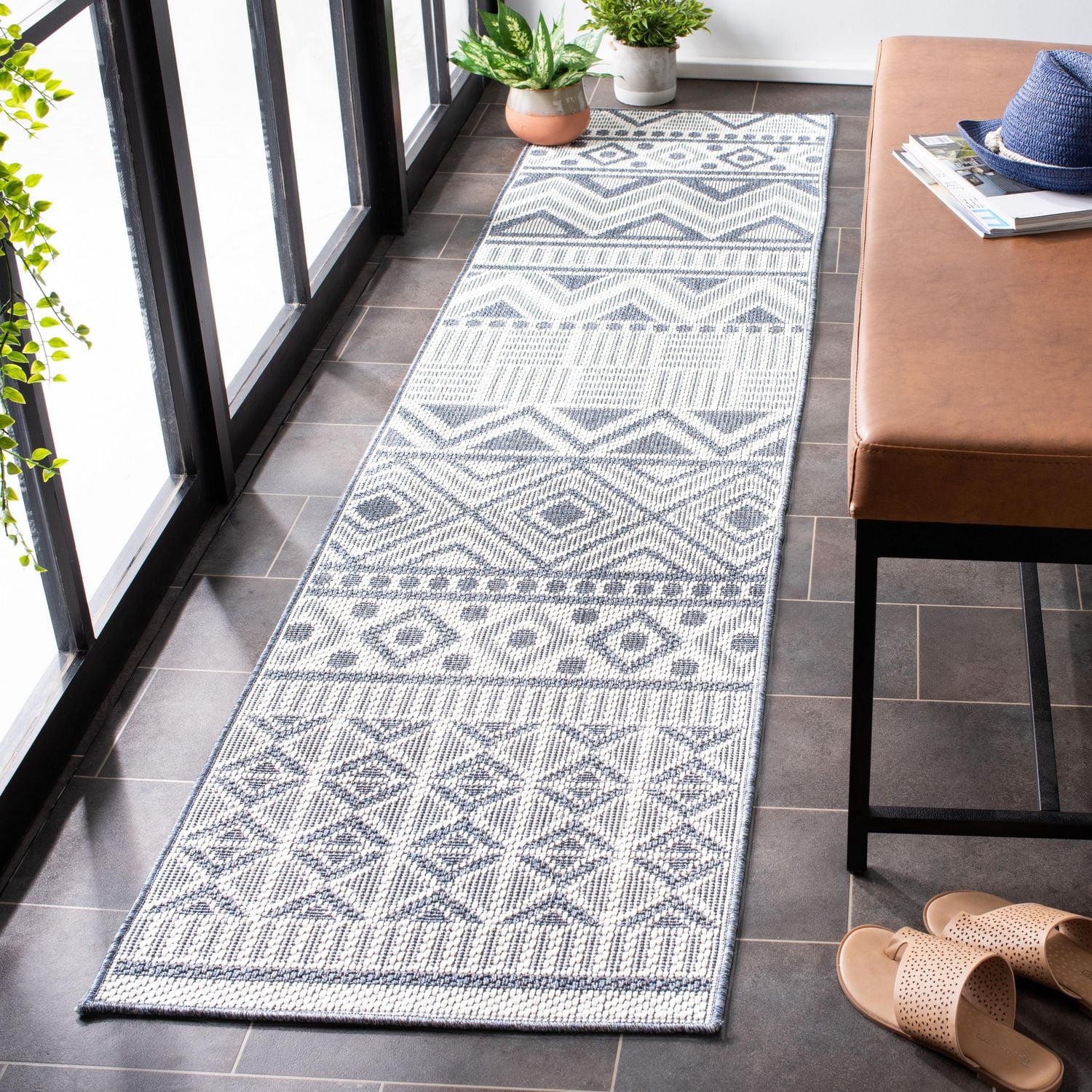 SAFAVIEH Bermuda Jacinth Tapis Intérieur/Extérieur Géométrique Lavable en Machine