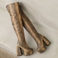 thumbnail image 4 of Cameland Patchwork Serpentine Platform Ultra High Heel Winter Ladies Over The Knee Boots, 4 of 5