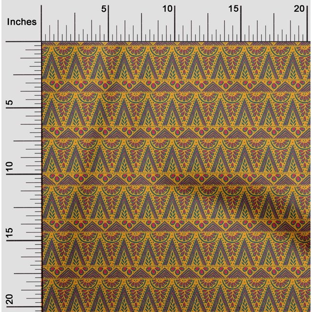 oneOone Viscose Chiffon Fabric Geometric & Floral Block Print Sewing Fabric BTY 42 Inch Wide