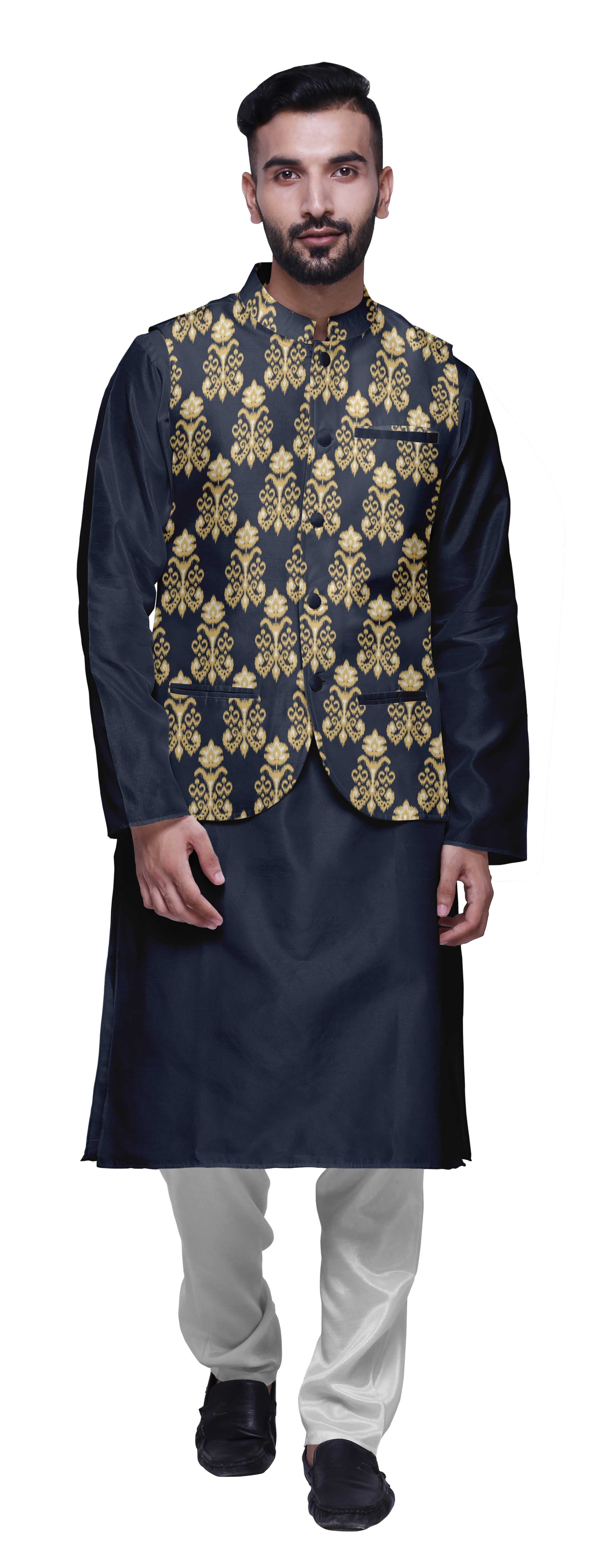 Atasi Ensemble de Pyjama Kurta Churidar Traditionnel Indien avec Veste Nehru pour Hommes
