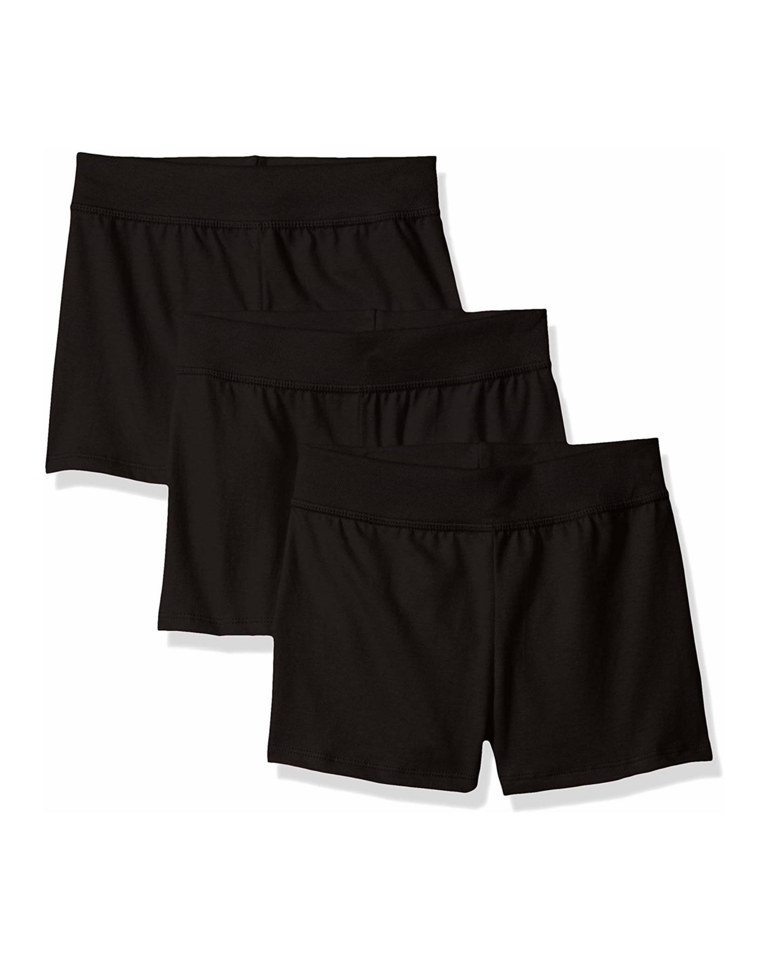 Hanes Girls Jersey Short 3-Pack, XS, Black