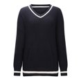 thumbnail image 4 of Qertyioot Chandails à Col en V pour Femmes Automne Mode pour Femmes Manches Longues Chandail Uni Hauts Blouse Chandail Tricoté, 4 of 7