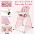 thumbnail image 4 of Babyjoy Chaise Haute pour Bébé 4-en-1 Pliable, Hauteur Réglable, Chaise d'Alimentation avec Roues, Rose, 4 of 6