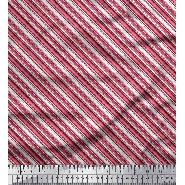 Soimoi Moss Georgette Fabric Diagonal Stripe Print Sewing Fabric Yard 42 Inch Wide