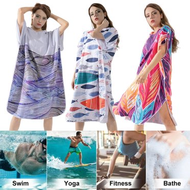 Microfiber Changing Bath Robe for Adults Quick-drying Hooded Towel Breathable and Comfortable Changing Beach Blanket Women Swimming Towel Hooded Poncho Bathrobe