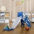 thumbnail image 2 of Qaba 3 in 1 Toddler Slide for Indoor with Basketball Hoop, Climber, Blue, 2 of 10