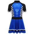 thumbnail image 3 of YiZYiF Racer Girls Costume Kids Racing Driver Fancy Dress-up Short Sleeve Zip Back A Line Dress Royal Blue 16, 3 of 7