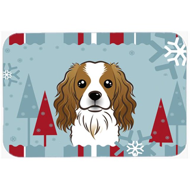 Winter Holiday Cavalier Spaniel Kitchen & Bath Mat, 24 x 36 in.