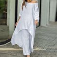 thumbnail image 2 of Yuyuzo Womens Suits Long Sleeve Pullover Irregular Two Piece Set Fall Casual Round Neck Tops Shirt Set Outfit, 2 of 6