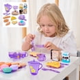 thumbnail image 3 of Purple 25 Piece Kids Tea Set Toy Kitchen Utensils Play Food Set Pretend Play Toy High Tea Dessert Set Storage Box Included 11.8X7.9X3.9 Inches, 3 of 6