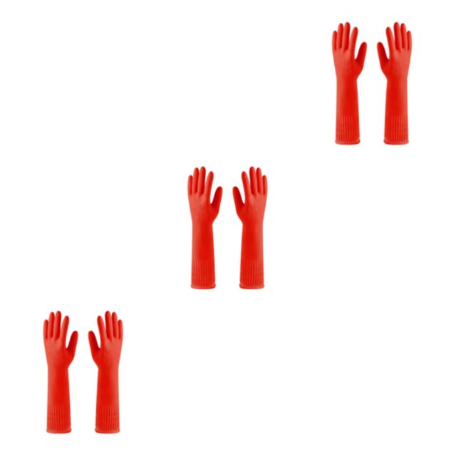 Youkk 2X Rubber Gloves Kitchen Gadget Gardening Tool Exquisite Multipurpose Yard Red S 3Set
