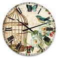 thumbnail image 1 of Designart 'Blue Cottage Bird, Birdcage And Apple Blossoms I Traditional Wall Clock, 1 of 4