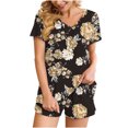 thumbnail image 3 of Cameland Ensemble 2 Pcs pour Femme, Col en V, Manches Courtes, Pyjama de Maison Confortable, Ensemble de Sport, 3 of 5