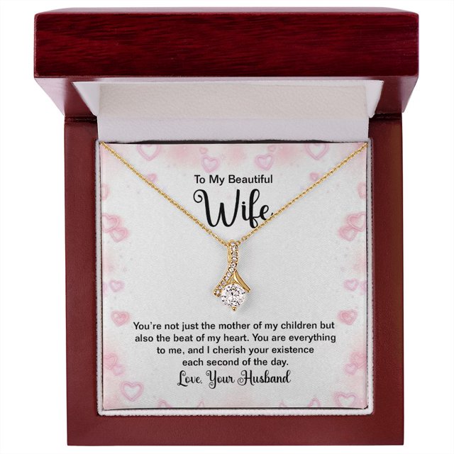 To My Wife Mother of My Children Alluring Ribbon Necklace Message Card