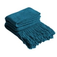 thumbnail image 2 of Meitianfacai Fringe Trim Throw Blanket with Simple Design, Lightweight Air Conditioning Blanket for Sofa, Bed and Nap Use in Soft Breathable Fabric (Blue), 2 of 6