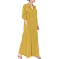 thumbnail image 2 of Meichang Robes Chemises en Coton pour Femmes Décontractées Amples à Boutons Robes Maxi à Manches Longues à Col à Revers Robes Unies Légères Confortables pour la Plage et les Vacances avec 2 Poches Jaune TG, 2 of 8
