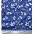 thumbnail image 1 of Soimoi Blue Poly Georgette Fabric Leaves & Floral Printed Fabric 1 Yard 52 Inch Wide, 1 of 3