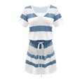 thumbnail image 4 of Bigersell Robes Fluides pour Femmes Offres Femme Col Rond Manches Courtes Mini Robe T-Shirt Style D-16 Robes de Cocktail Robes d'Été Régulières, Bleu P, 4 of 4