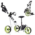 thumbnail image 1 of Costway Chariot de Golf Pliable à 3 Roues à Pousser et Tirer avec Siège, Tableau d'Affichage, Sac, Pivotant, 1 of 10